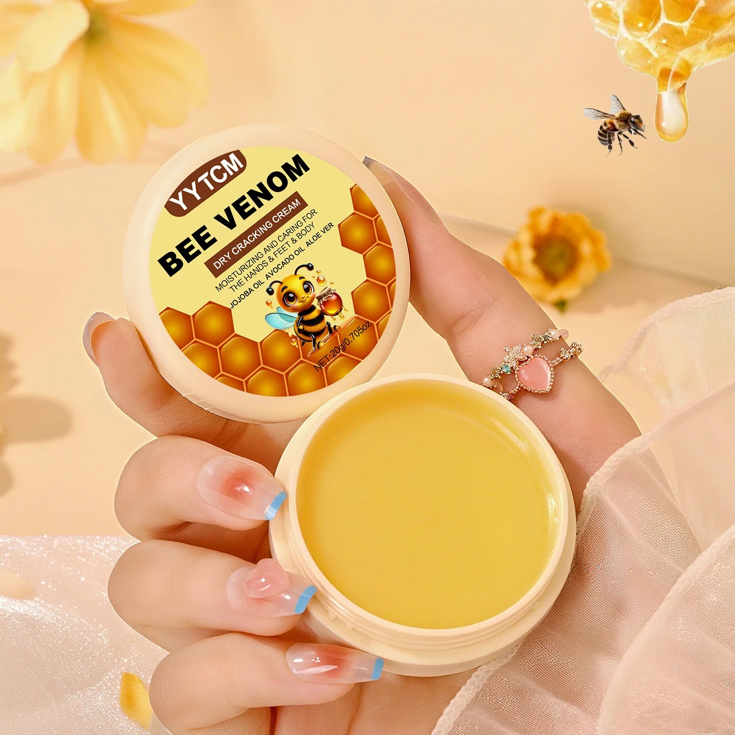 Bee Venom Dry Crack Moisturizing Cream, Hydrating & Nourishing for Autumn Winter, Smooth & Soft Skin Care, Hydrating Foot Cream