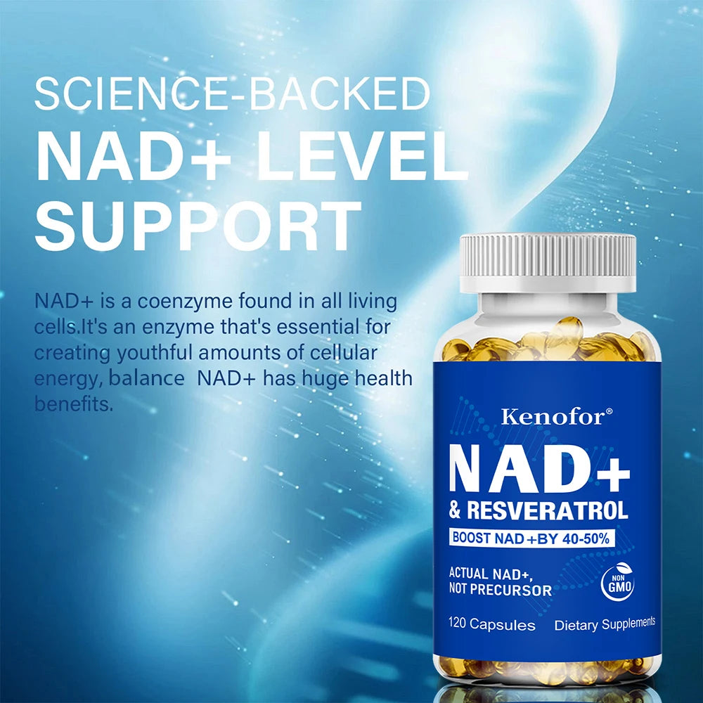 Kenofor NAD+ Supplements with Resveratrol - Anti-Aging, Supports Natural Energy - Improve The Immune System Veggie Capsuels