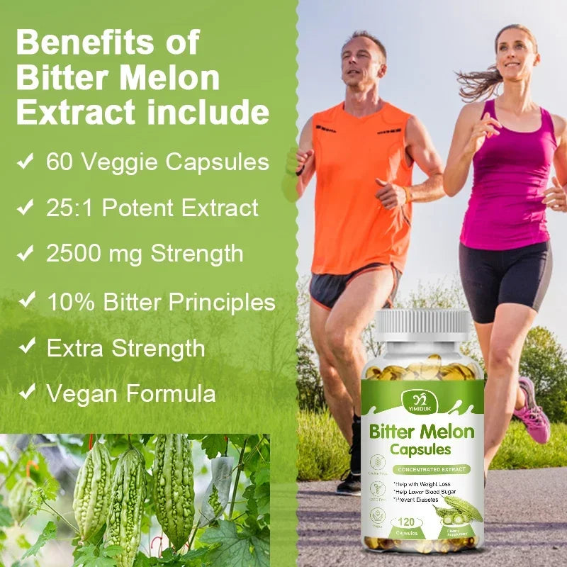 Natural Bitter Melon Extract Capsules Help Lower Blood Sugar, Prevent Heatstroke, And Supplement Daily Multivitamins To Burn Fat