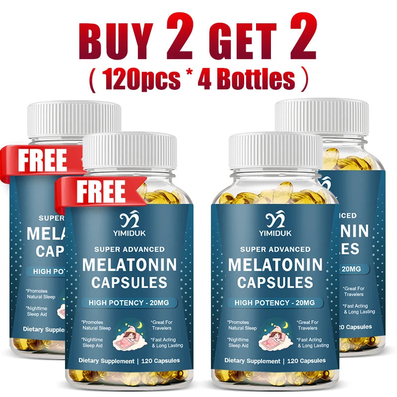 High Potency Melatonin 20 Mg Capsules, for Promotes Natural Sleep, Relaxation and revitalized, GMP Certified, Gluten Free
