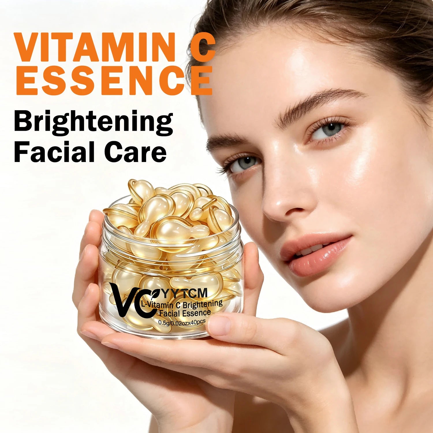 Vitamin C Facial Serum, Moisturizing and Brightening, Firming the Skin, Contains Vitamin E, Retinol, Hyaluronic Acid Facial Skin Care Serum, 18 Capsules/30 Capsules/40 Capsules/50 Capsules/60 Capsules/80 Capsules/100 Capsules