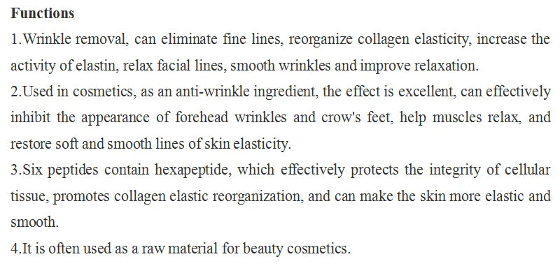 Six Peptide Powder,acetyl Hexapeptide,anti-wrinkle,moisturizing,anti-aging,cosmetic Raw,diy Handmade Make Your Own Solution