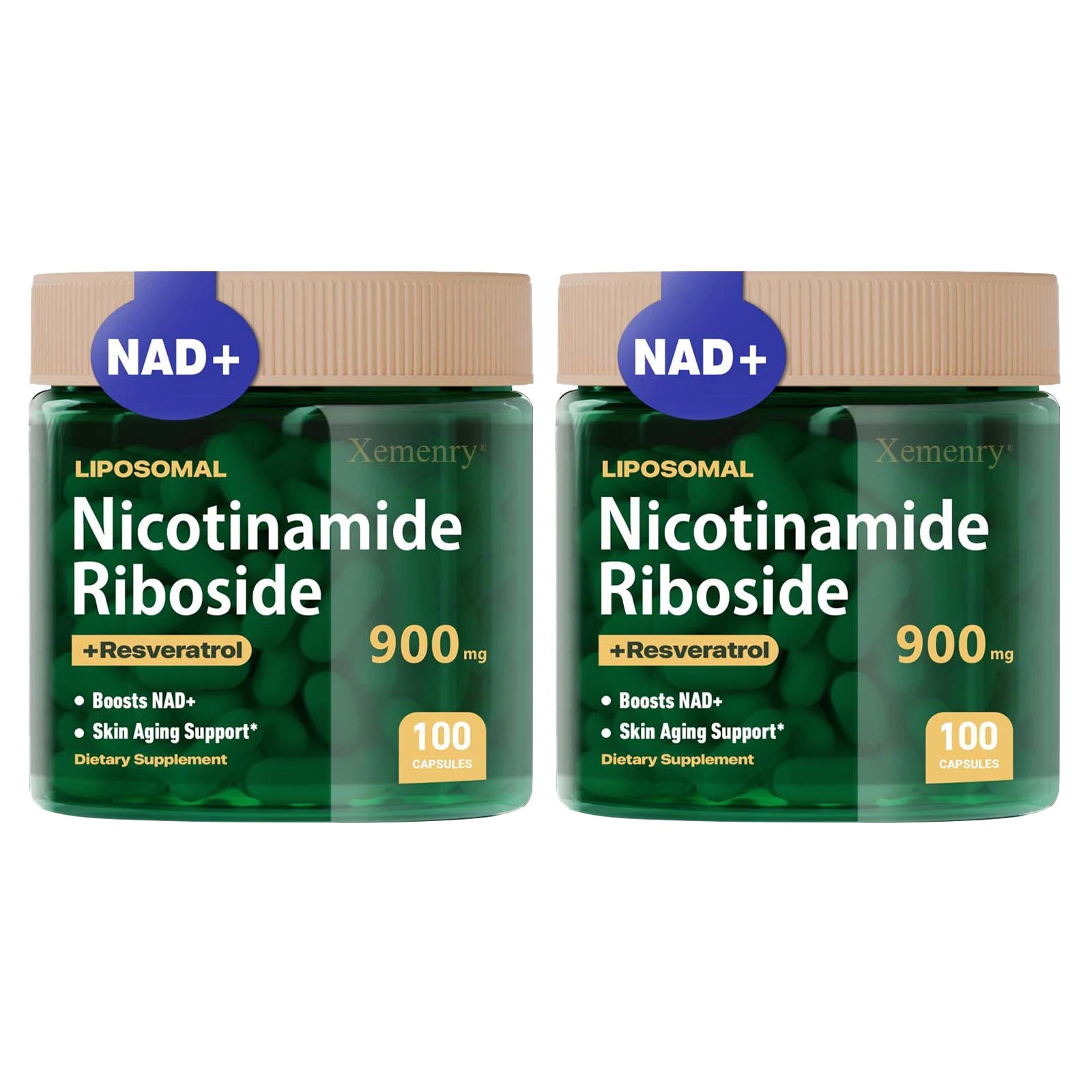 NAD+ Supplement - Anti-Aging, Energy - Liposomal Nicotinamide Riboside Capsules 900mg with Resveratrol & Quercetin Capsules