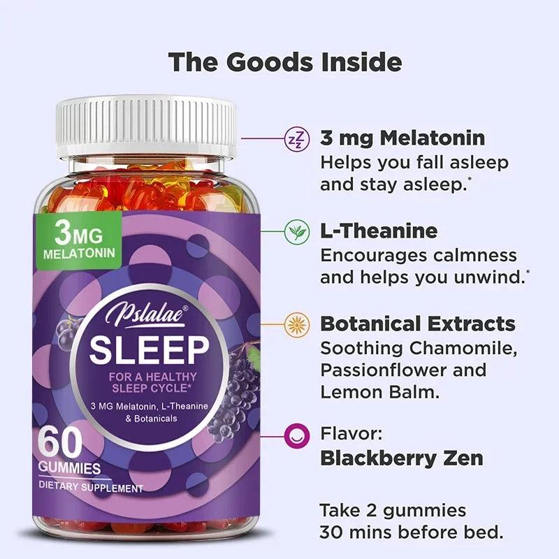 Melatonin Gummies Anxiety Stress Relief Help Sleep Save Insomnia Body Clock Adjustment for Adult