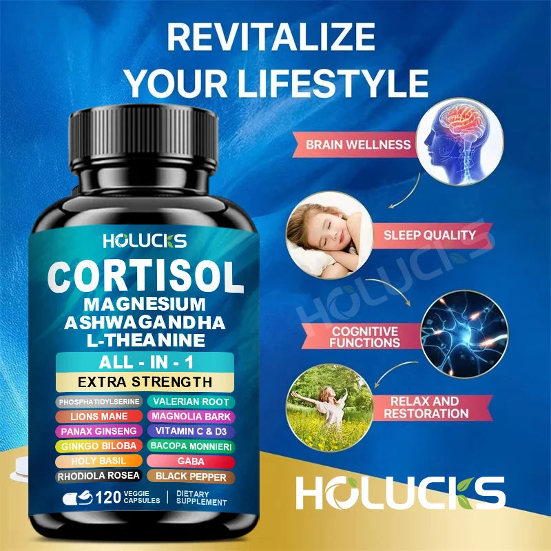 Corti-Soothe Supplement - Improve Sleep Quality, Promote Cortisol Balance, Support Adrenal Health, & Relieve Fatigue -120 Pills