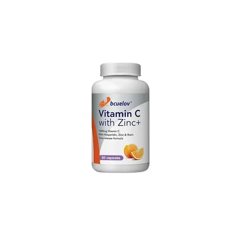 Bcuelov Vitamin C Mit Zink Capsules 1000mg Vitamin C with 5mg Zinc Capsule Immune Support, Energy Production, Vitamin Supplement