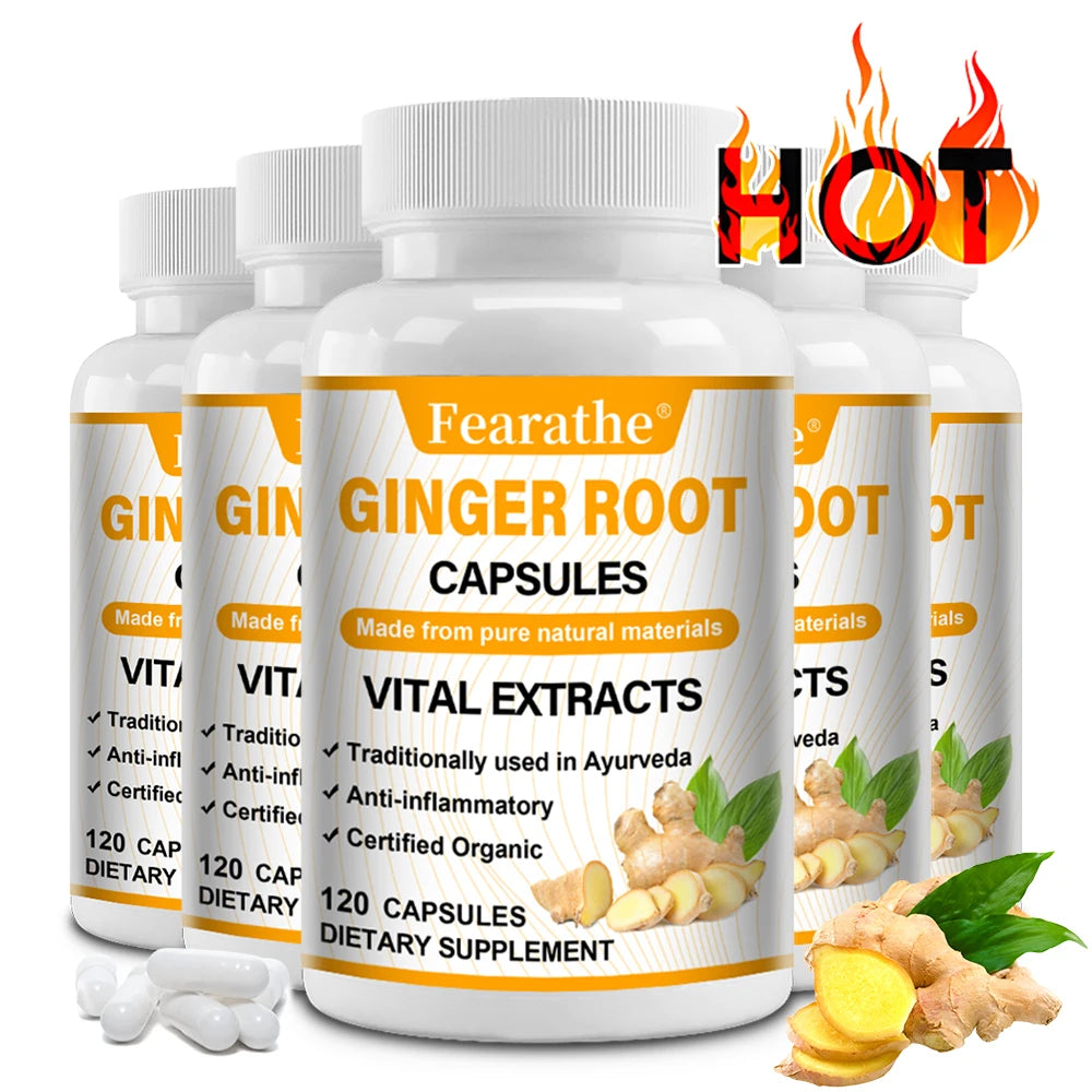Organic Ginger Root Capsules 1200mg - with Black Pepper Extract,For Joint Health, Anti-Inflammation, Muscle, Immune Health