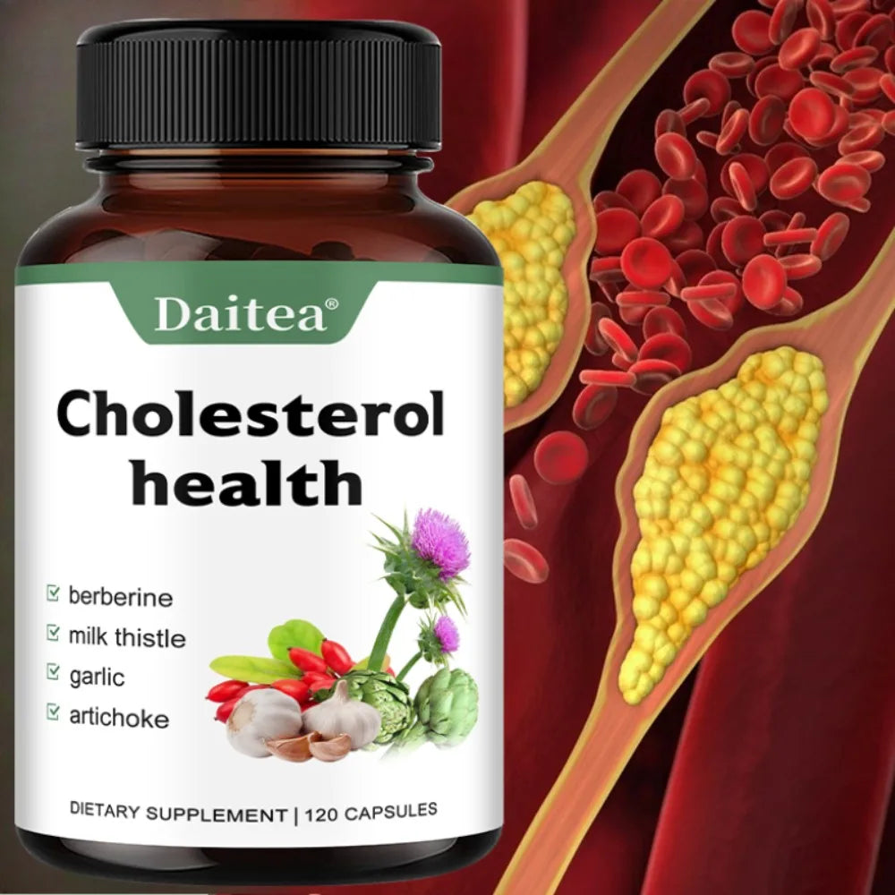 Healthy Cholesterol Support Supplement with Milk Thistle & Berberine, Support Cardiovascular Health, 120 Capsules