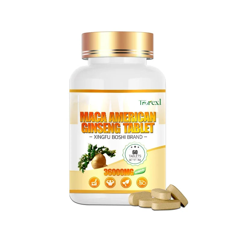 Organic Maca Root Powder with Ginseng Extract Supplement for Men and Women Health- Vegan,Potency enhancement Pills