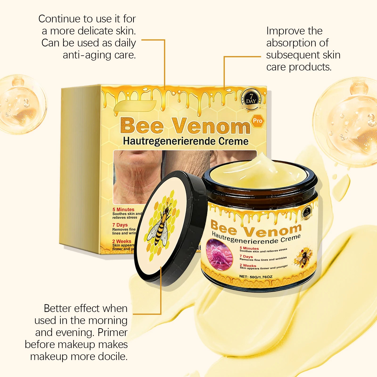 Bee Venom Cream Relieves Redness Repair Damage Skin Strengthens Skin Barrier Deep Moisturizing Skin Care Nourishing Body Cream