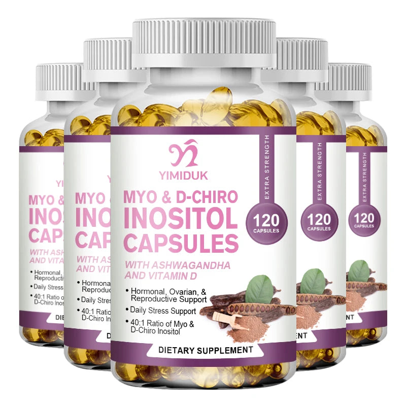 Myo-Inositol & D-Chiro Inositol Capsule with Folate Supports Ovarian Function Hormone Balance Fertility Supplement Beauty Health