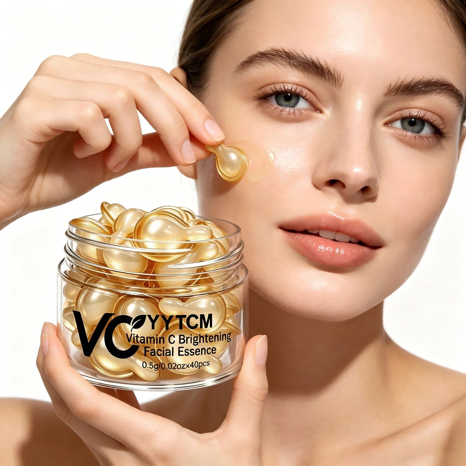 Vitamin C Facial Serum, Moisturizing and Brightening, Firming the Skin, Contains Vitamin E, Retinol, Hyaluronic Acid Facial Skin Care Serum, 18 Capsules/30 Capsules/40 Capsules/50 Capsules/60 Capsules/80 Capsules/100 Capsules