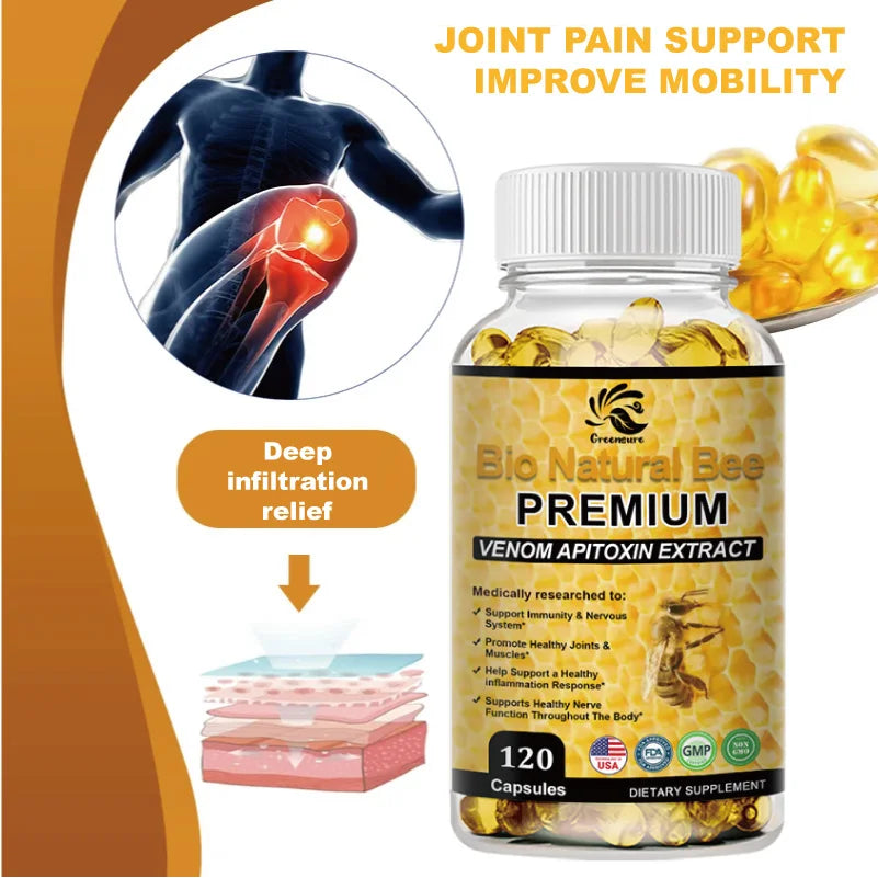 Greensure Natural BEE Venom Capsule for Immunity and Anti-oxidation - 60/120 Capsules - Non-GMO