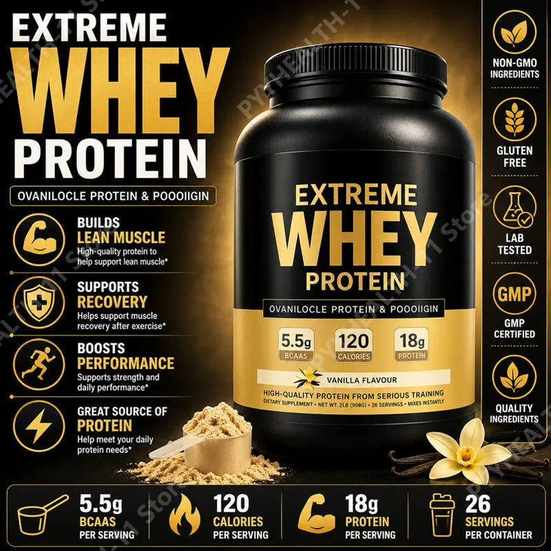 Whey Protein Powder White Mass Gainer Muscle Supplement Muscle Growth Sport Health Support for Gym Vanilla Flavor 1000g