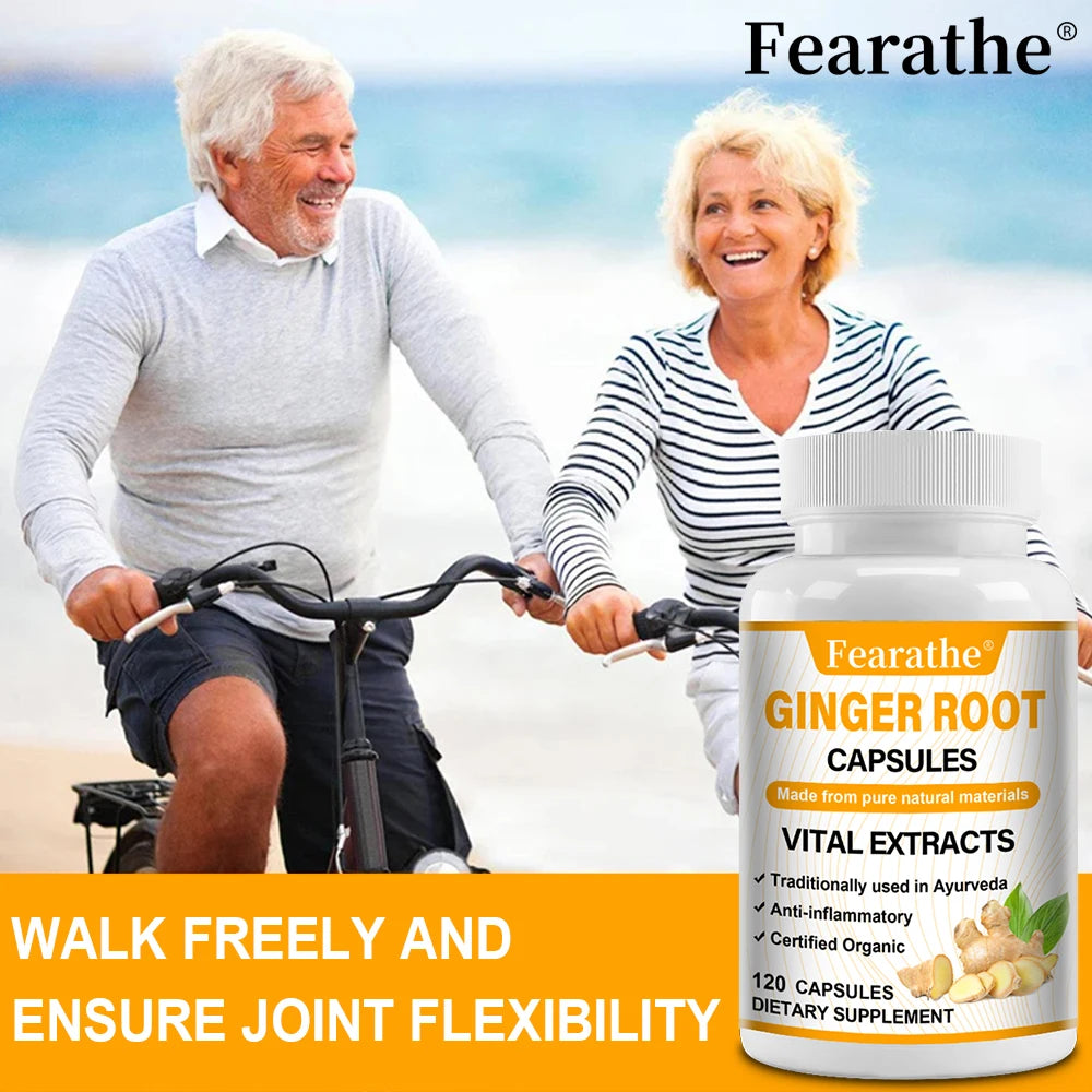 Organic Ginger Root Capsules 1200mg - with Black Pepper Extract,For Joint Health, Anti-Inflammation, Muscle, Immune Health