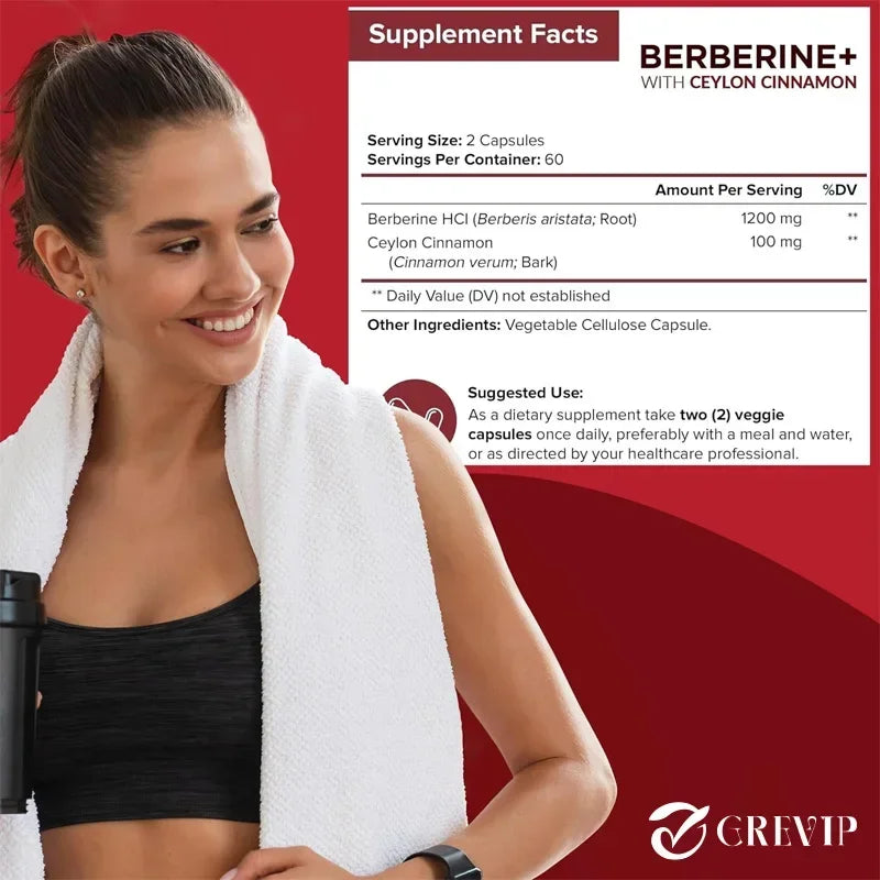 Berberine with Ceylon Cinnamon Supplement - Immune System, Cardiovascular & Gastrointestinal Function