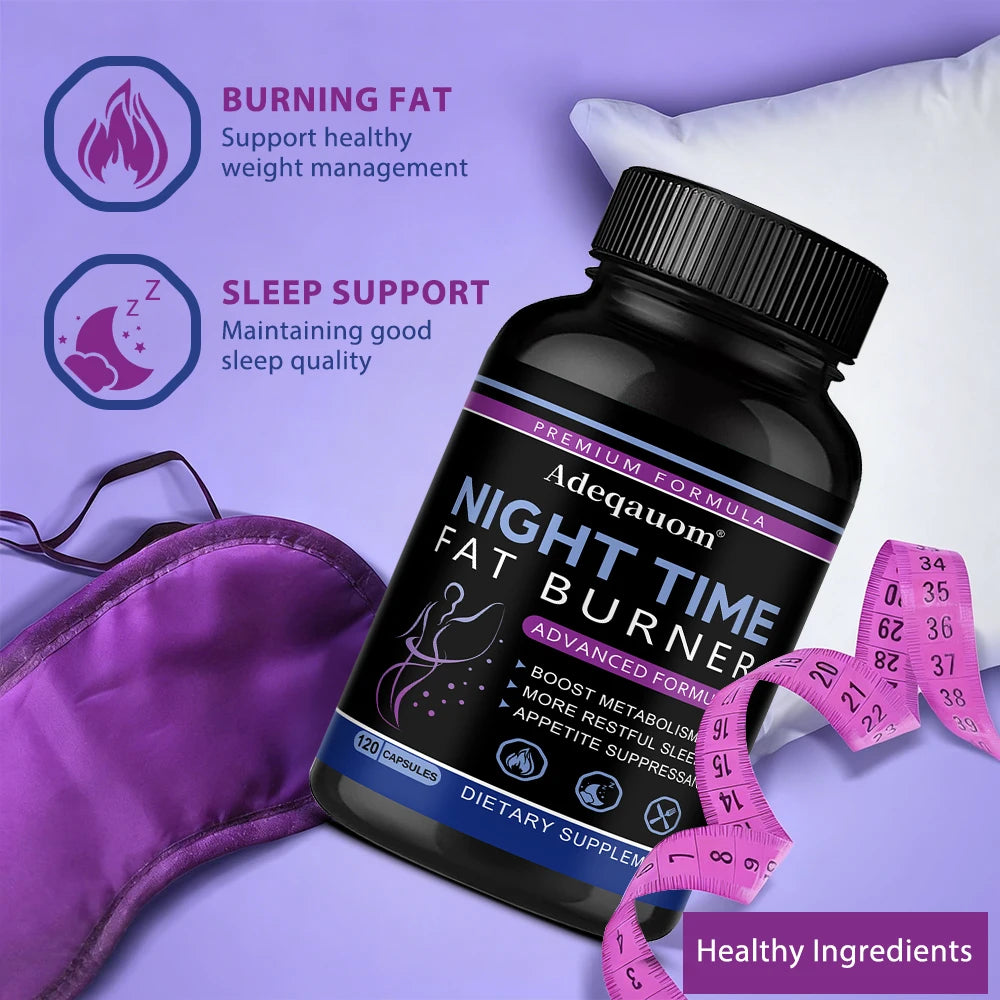 Nighttime Fat Burner Support Capsules, Supports Gentle Metabolism, Digestive Wellness & Restful Sleep, Natural Supplement