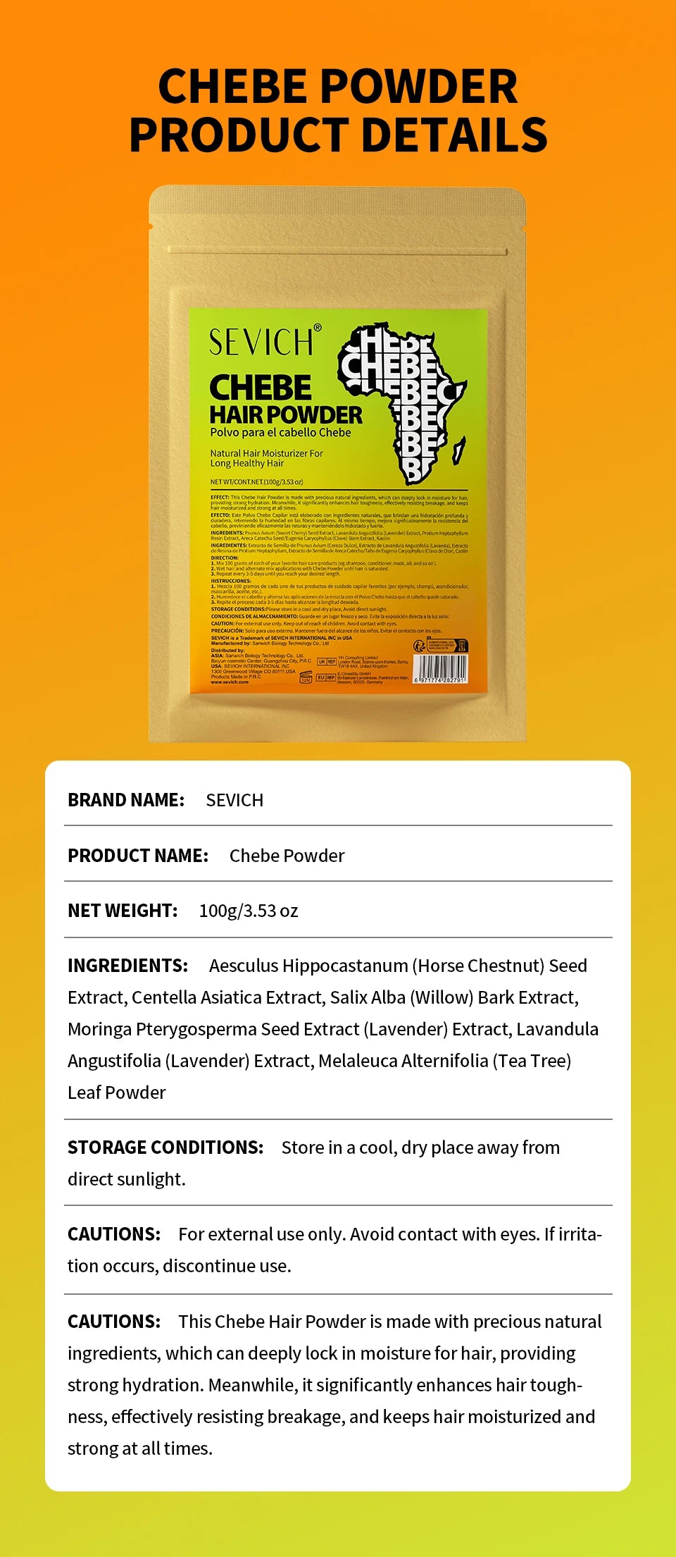 Africa Chad Chebe Powder Nourishing Scalp Anti Hair Loss Hair Powder Strengthens & Thickens Hair Care Product For All Hair Types