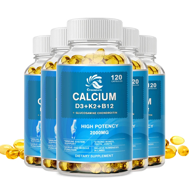 Calcium Vitamin D3 Plus with B12, K2 - High Potency Food Based Immune - Support Bone Health & Mood Balance Supplement