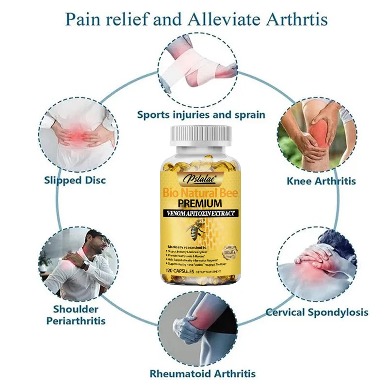 Natural Bee Capsules Enhance Immunity and Anti-oxidation, Effectively Relieve Joint Inflammation 120 Capsules Non-GMO