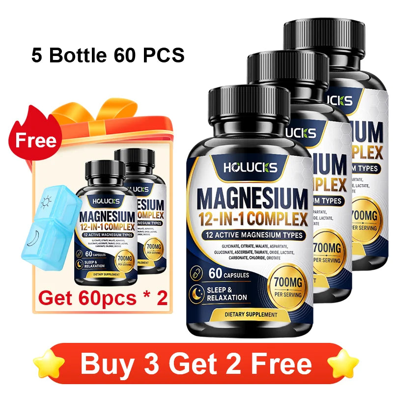 Magnesium Supplement, with Magnesium Glycinate, Supports Muscle, Sleep, Nerve, Heart, Digestive Health, Daily Memory, Vitality