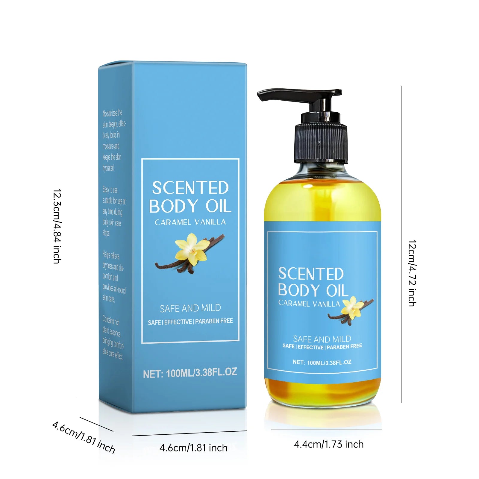 1-5pcs Stress Relief Body Oil with Vanilla - Deeply Moisturizes & Soothes Muscles, Herbal Formula for Relaxing Bath & Massage.