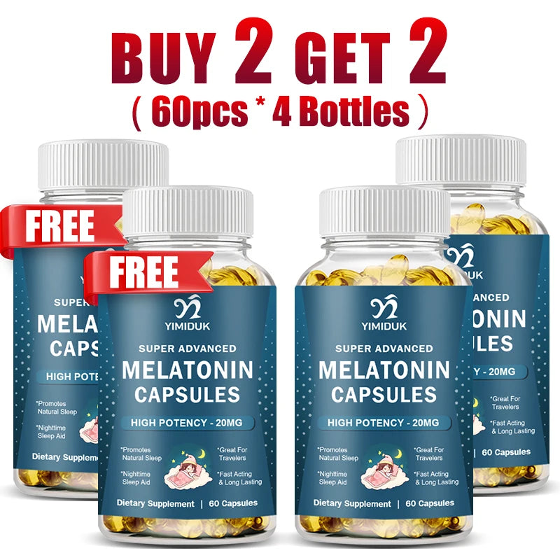 High Potency Melatonin 20 Mg Capsules, for Promotes Natural Sleep, Relaxation and revitalized, GMP Certified, Gluten Free
