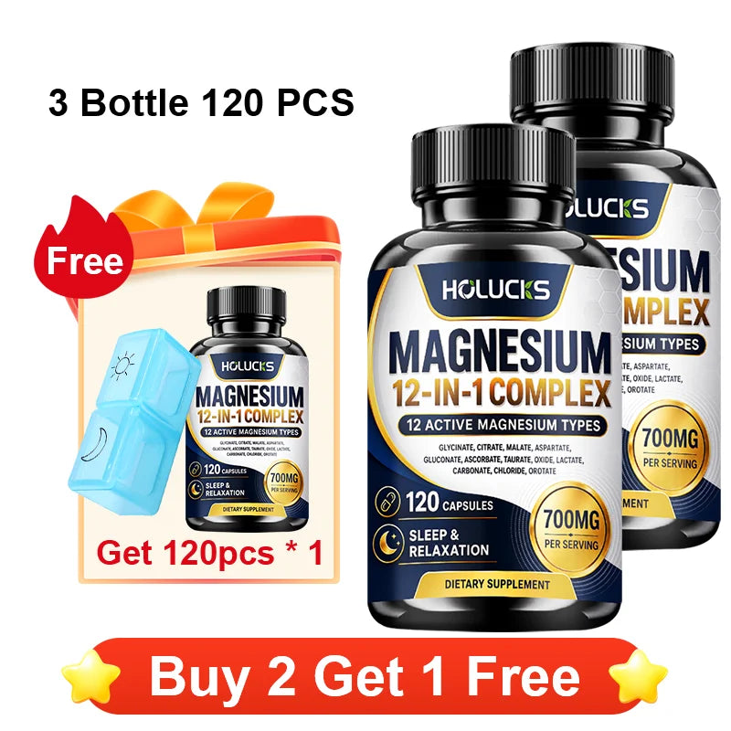 Magnesium Supplement, with Magnesium Glycinate, Supports Muscle, Sleep, Nerve, Heart, Digestive Health, Daily Memory, Vitality