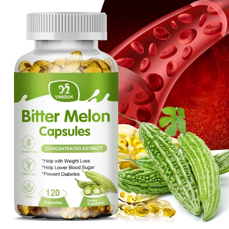 Natural Bitter Melon Extract Capsules Help Lower Blood Sugar, Prevent Heatstroke, And Supplement Daily Multivitamins To Burn Fat