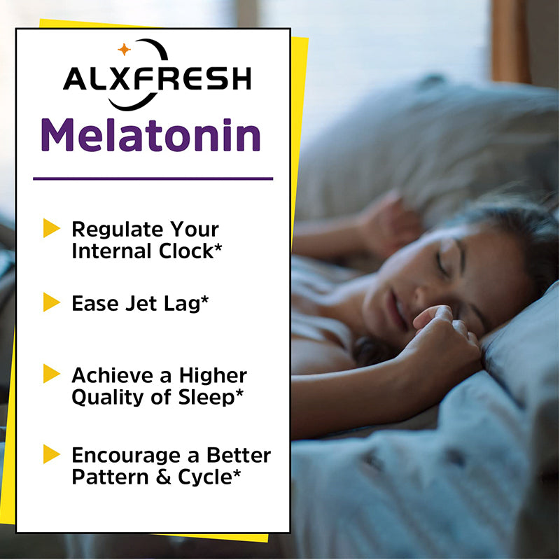 Alxfresh Melatonin 10 mg Supplement Fast Dissolve 60/120 Tablets | Drug Free | Vegetarian, Non-GMO, Gluten Free