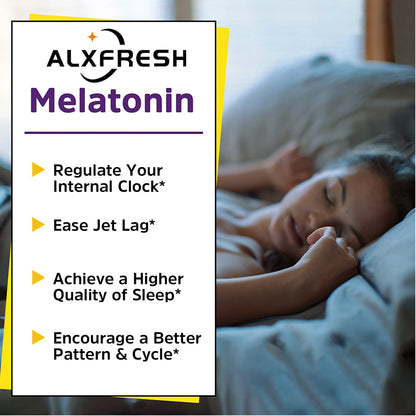 Alxfresh Melatonin 10 mg Supplement Fast Dissolve 60/120 Tablets | Drug Free | Vegetarian, Non-GMO, Gluten Free