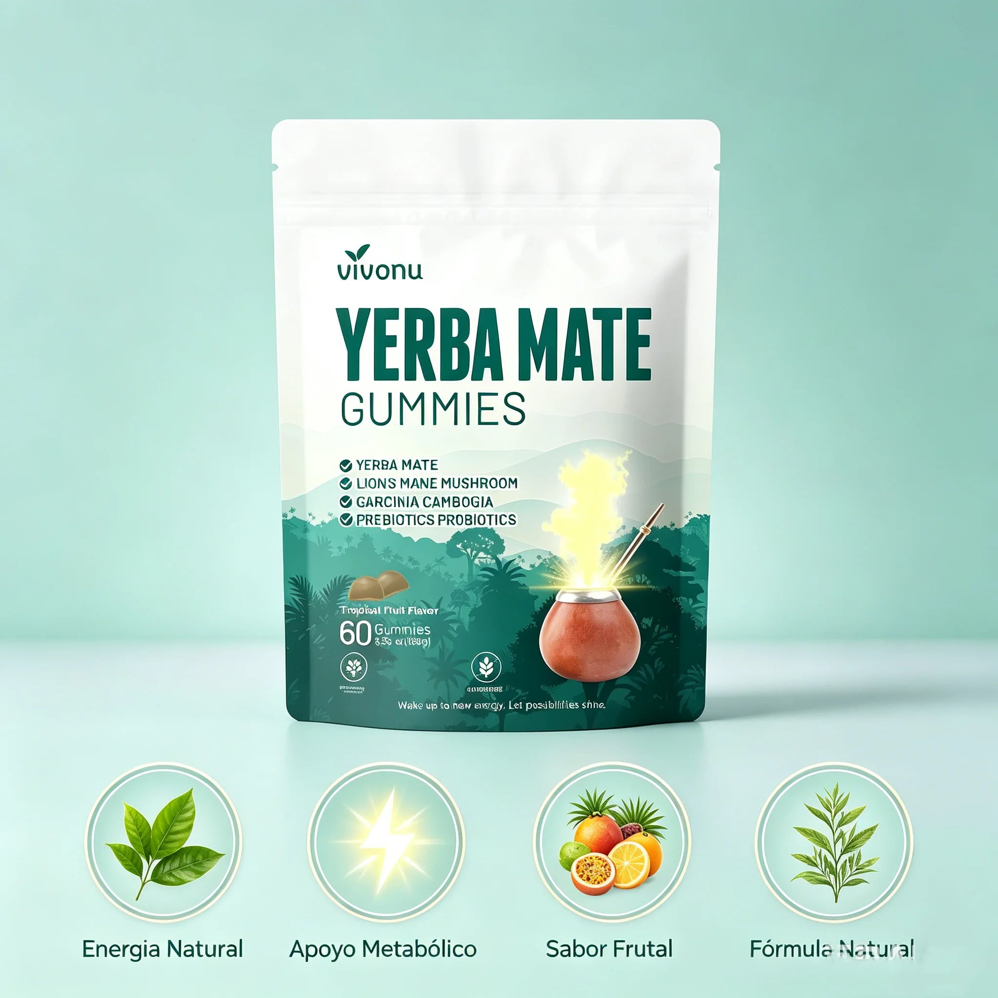 VIVONU Yerba Mate Gummies 4in1 Formula Lion&
