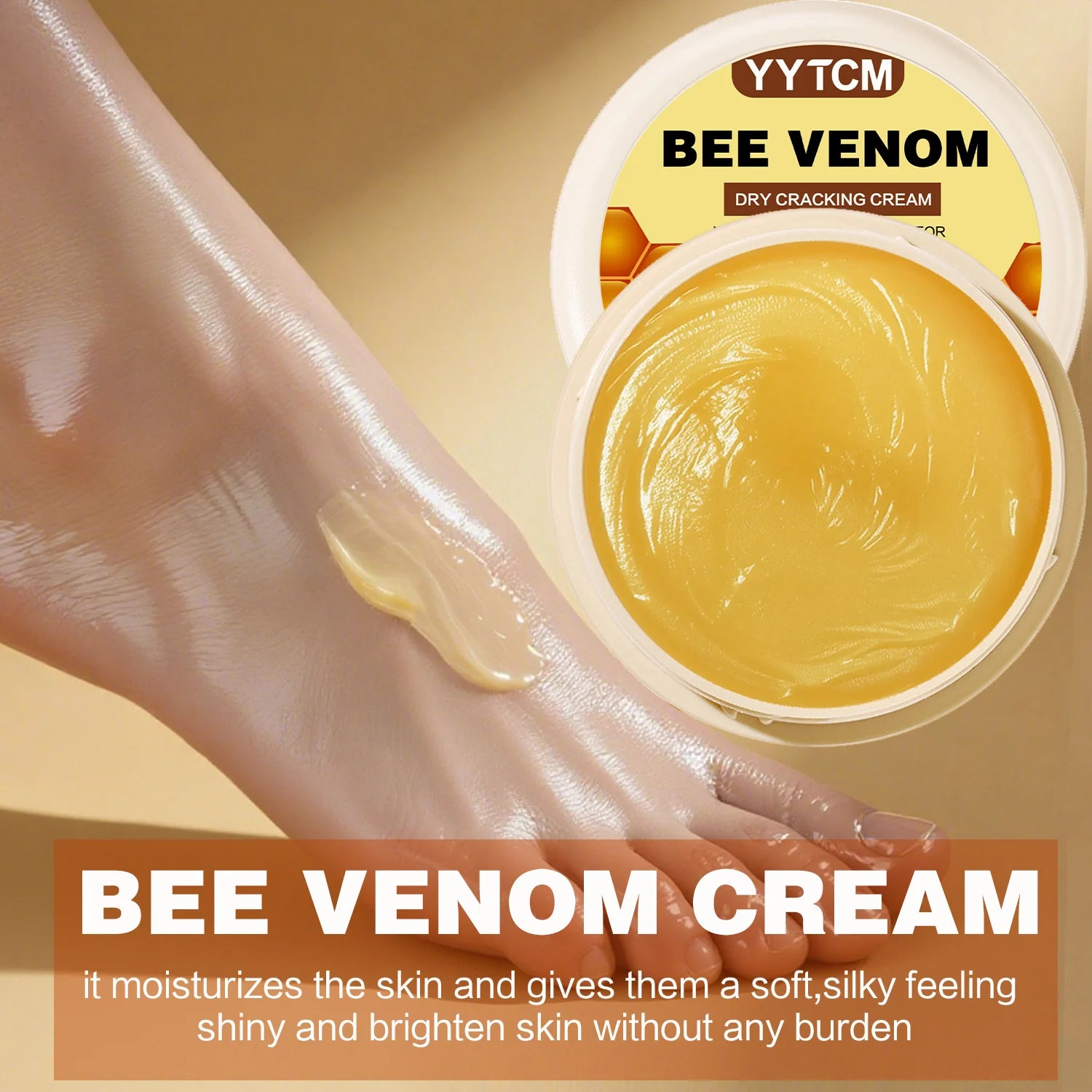 Bee Venom Dry Crack Moisturizing Cream, Hydrating &amp; Nourishing for Autumn Winter, Smooth &amp; Soft Skin Care, Hydrating Foot Cream