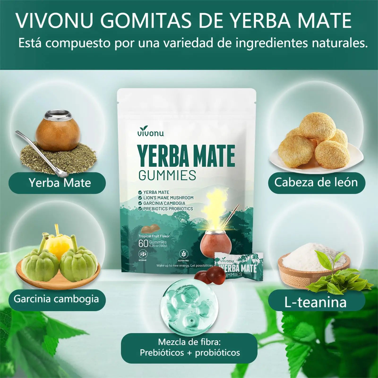 VIVONU Yerba Mate Gummies 4in1 Formula Lion&