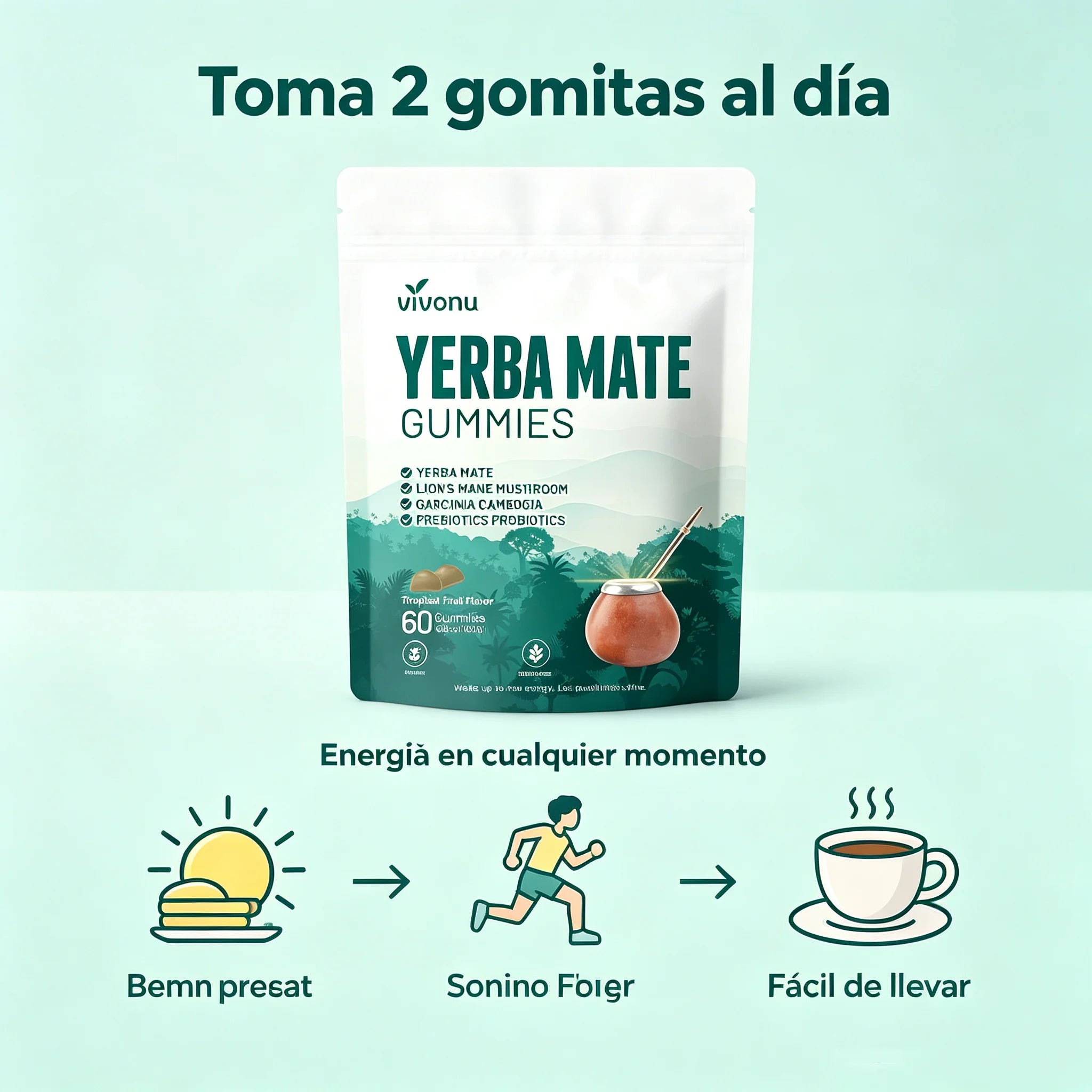 VIVONU Yerba Mate Gummies 4in1 Formula Lion&