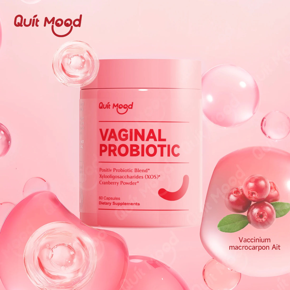 Quitmood Probiotics for Women Balance with Prebiotics, Women Probiotics with Cranberry Extract, 60 capsules women&