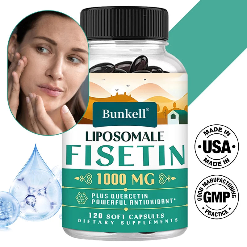 Liposomal Fisetin with Quercetin - High Potency 1000 Mg Combination Antioxidant Supplement for Optimal Health