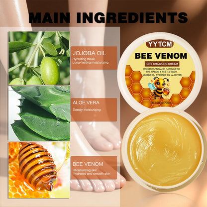 Bee Venom Dry Crack Moisturizing Cream, Hydrating &amp; Nourishing for Autumn Winter, Smooth &amp; Soft Skin Care, Hydrating Foot Cream