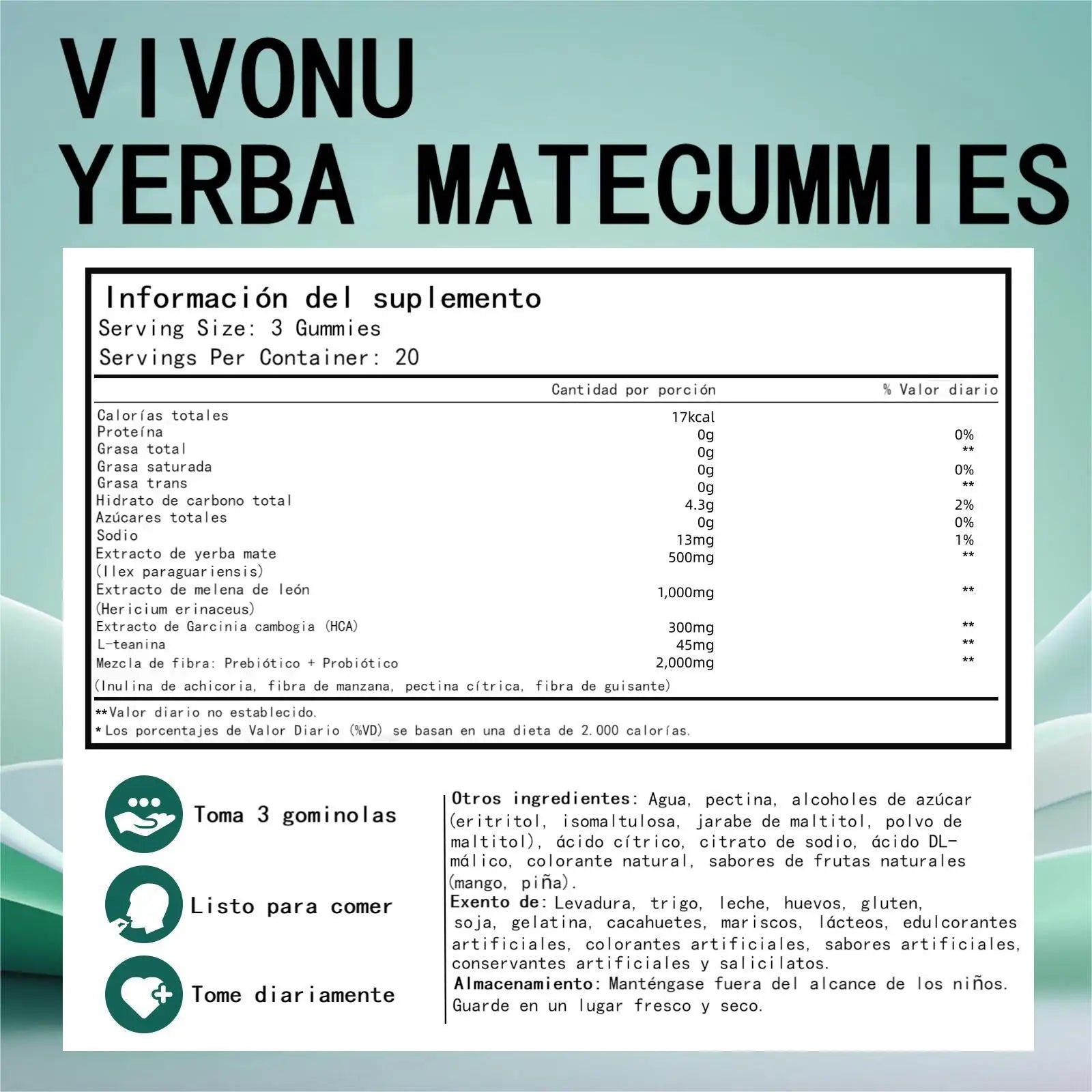 VIVONU Yerba Mate Gummies 4in1 Formula Lion&