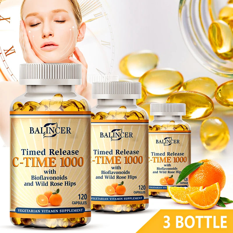 Vitamin C Capsules 1000mg, Antioxidant Support Immune Wellness, Collagen Synthesis, Skin &amp; Bone Joint Health, 30/60/120 Capsules