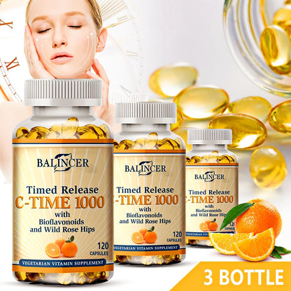 Vitamin C Capsules 1000mg, Antioxidant Support Immune Wellness, Collagen Synthesis, Skin &amp; Bone Joint Health, 30/60/120 Capsules