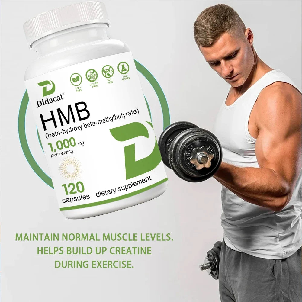 Super Strength HMB Supplement, 1000mg per Serving, with Vitamin D3 to Help Muscle Growth, Lean Muscle Mass &amp; Workout Recovery