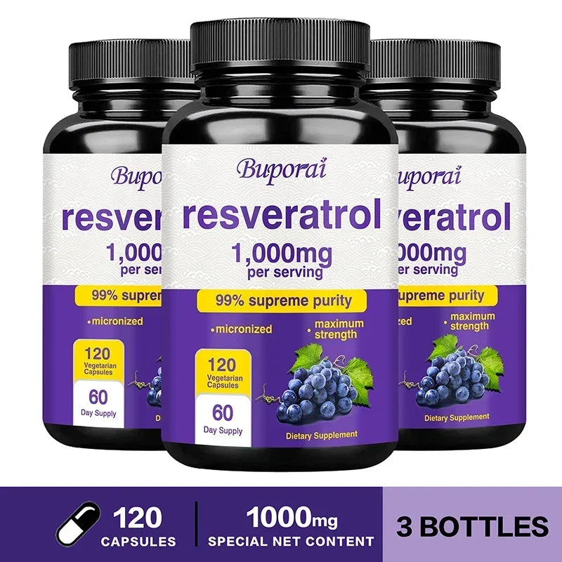 Resveratrol Supplement - 99% Trans-resveratrol, Healthy Aging, Brain &amp; Heart Support, AntioxidantSupplementsSupplements