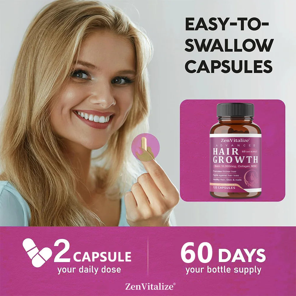 Hair Growth Vitamins for Women and Men - with Biotin &amp; Saw Palmetto, Naturally Regrow Stronger &amp; Healthier Hair, Skin and Nails