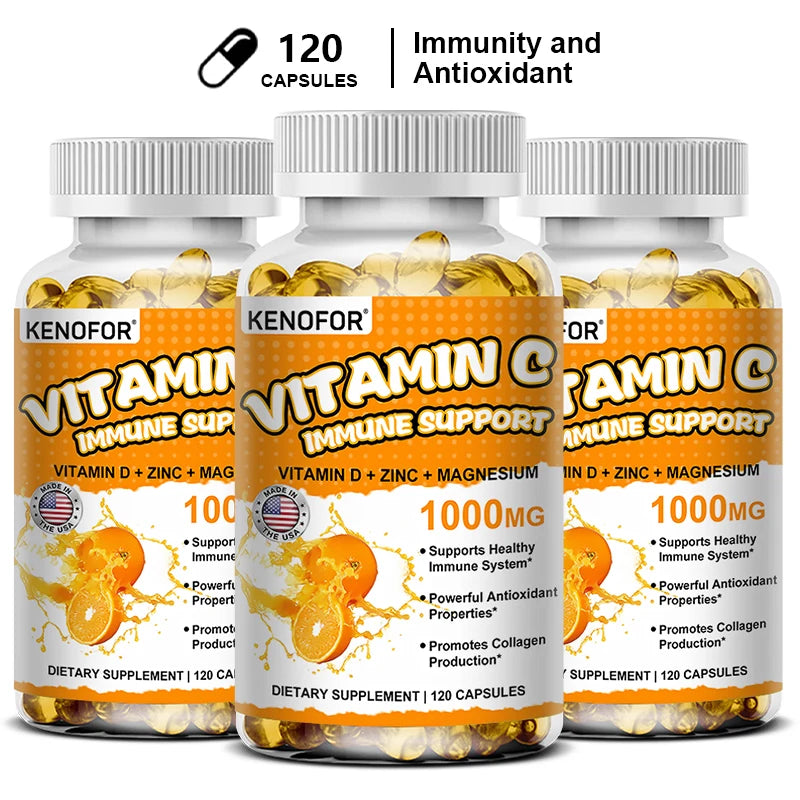 Vitamin C Capsules, Antioxidant, Support Immune System, Cellular Energy Production, Skin Brightening &amp; Collagen Synthesis