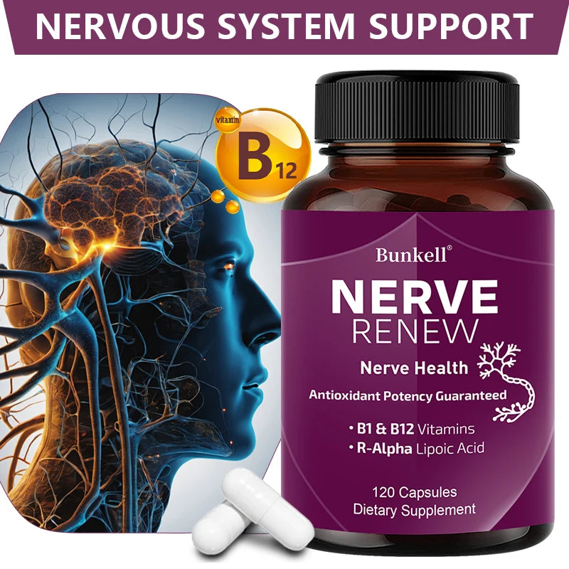 Nerve Support Supplements - Supports Healthy Nerve Function, Blood Flow, Circulation,Antioxidant,120 Capsules