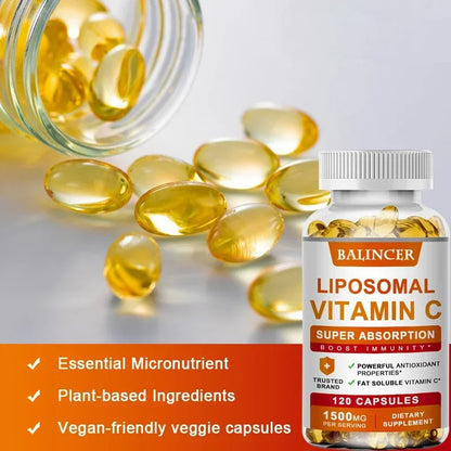 Vitamin C 1500mg with Zinc 20mg, 120 Capsules, Overall Health Vitamin Dietary Supplement, Non-GMO &amp; Gluten-Free Vegetarian