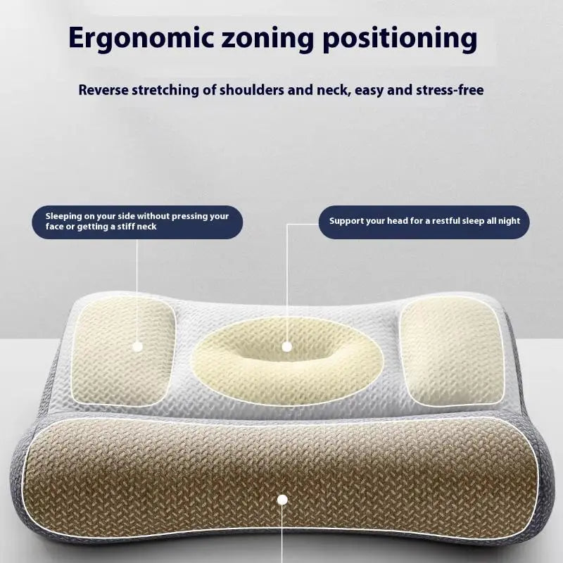 Cervical Support Sleep Aid Reverse Traction Zoned Design With Soy Fiber Knitted Core Home/Dorm Use Orthopedic Pillow