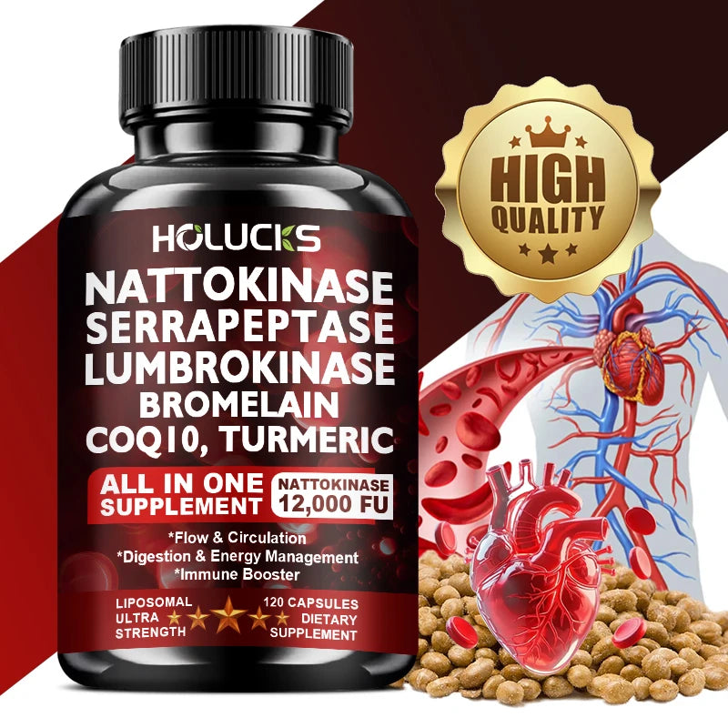 Nattokinase Supplement, Supports Blood Flow, Heart Health, &amp; Healthy Circulation, Digestive Aid, Boosts Cellular Energy