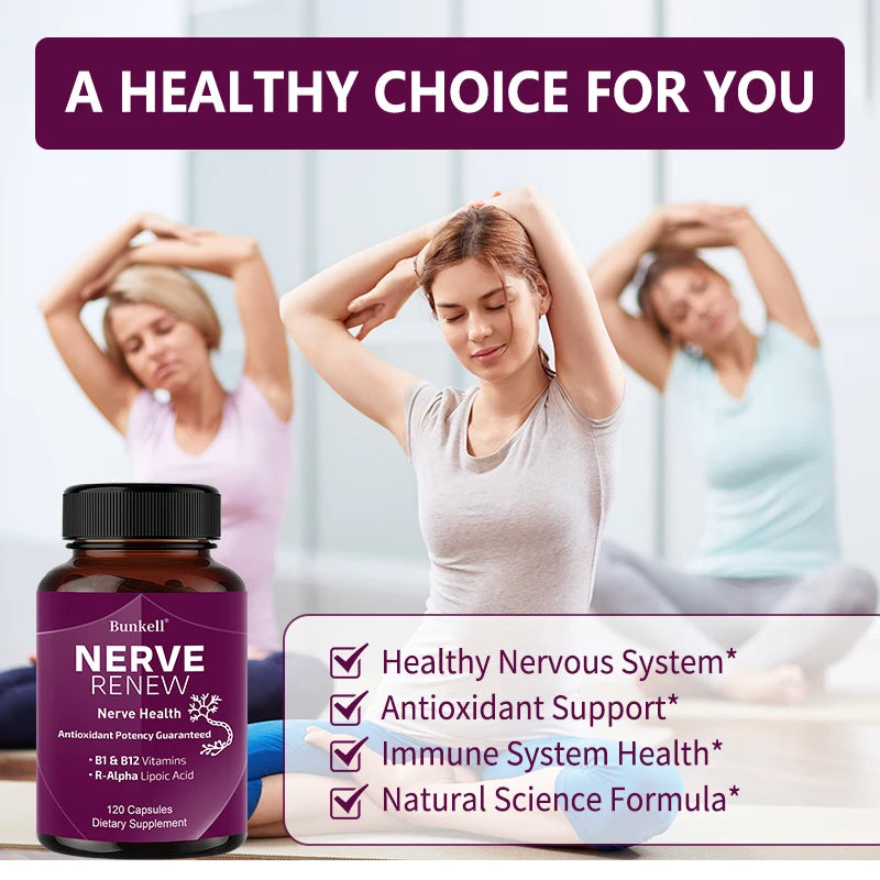Nerve Support Supplements - Supports Healthy Nerve Function, Blood Flow, Circulation,Antioxidant,120 Capsules
